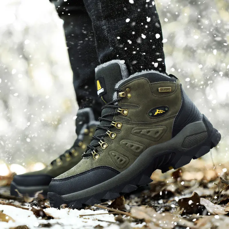 Brand Men's Boots Warm Plush Snow Boots Outdoor Non-Slip Hiking Boots High-Top Waterproof Sneakers Men's Winter Boots Size 39-47
