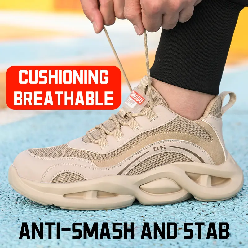 Breathable Men Work Shoes Sneakers Safety Shoes Lightweight Protective Safety Steel Toe Shoes Men Puncture-Proof Boots Footwear