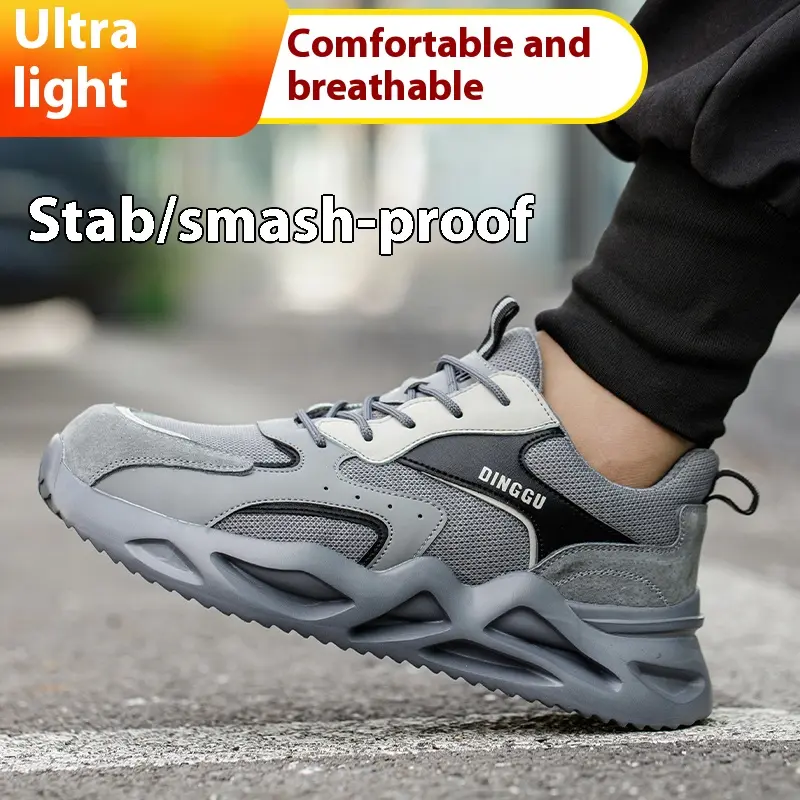 Fashion Safety Shoes Men Boots Steel Toe Shoes Men Puncture-Proof Work Sneakers Male Shoes Work Boots Indestructible Footwear