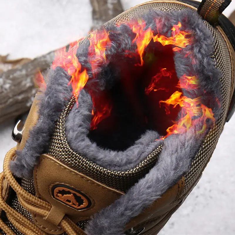 Brand Men Winter Snow Boots Waterproof Leather Sneakers Super Warm Men's Boots Outdoor Male Hiking Boots Work Shoes Size 38-47