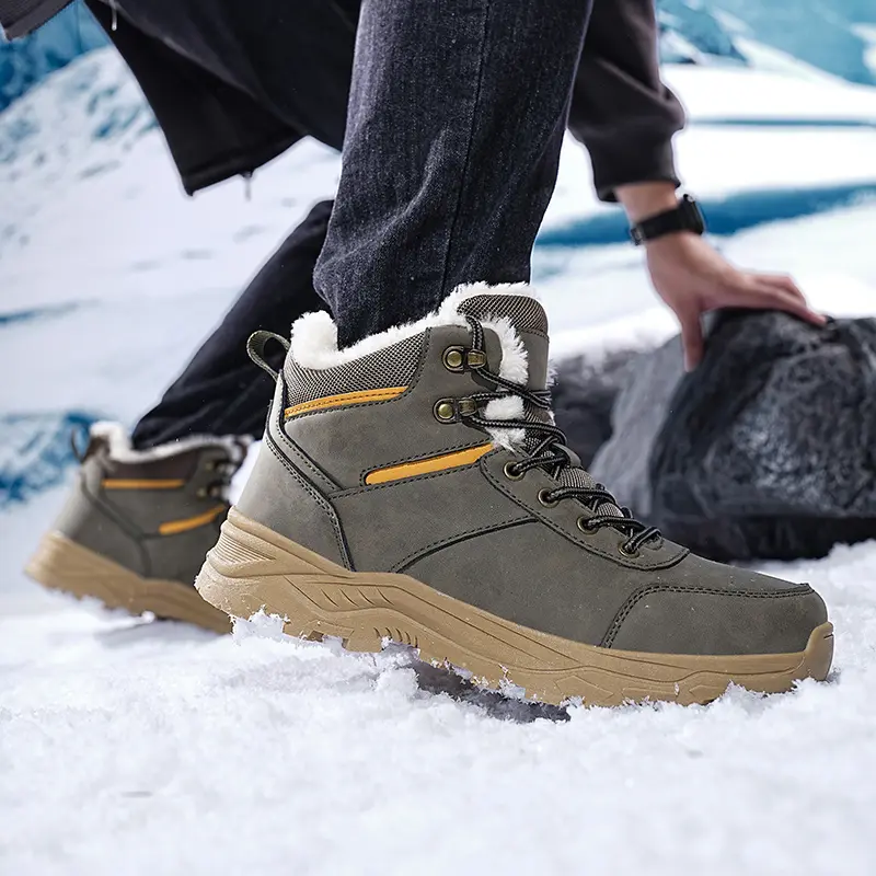 New Men Winter Snow Boots For Waterproof PU Leather Sneakers Super Warm Men's Boots Outdoor Male Hiking Boots Work Shoes Size 47