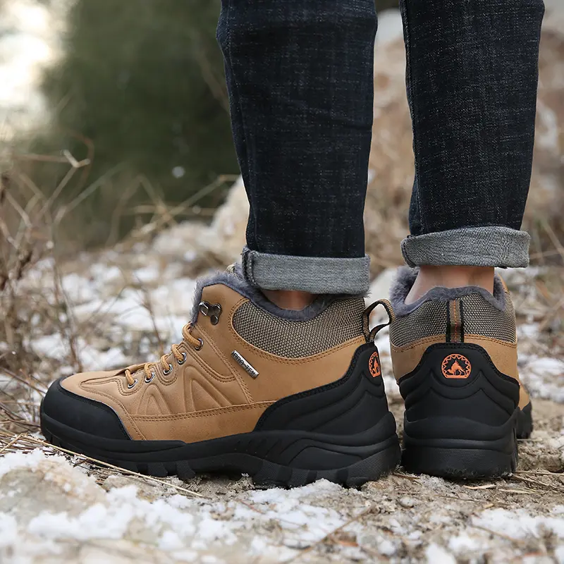 Brand Men Winter Snow Boots Waterproof Leather Sneakers Super Warm Men's Boots Outdoor Male Hiking Boots Work Shoes Size 38-47
