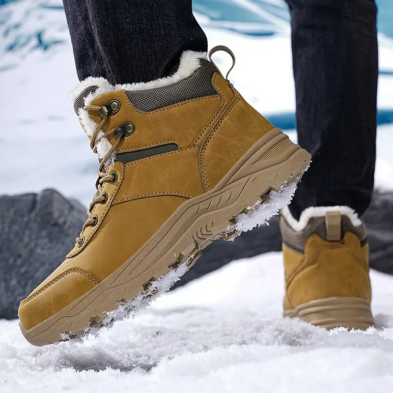 New Men Winter Snow Boots For Waterproof PU Leather Sneakers Super Warm Men's Boots Outdoor Male Hiking Boots Work Shoes Size 47