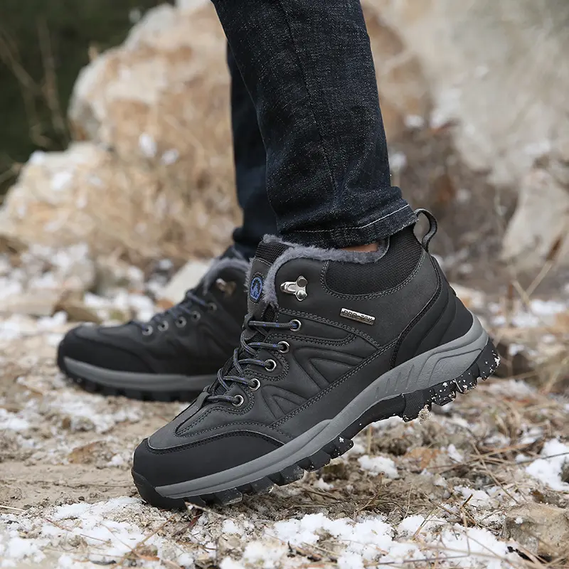 Brand Men Winter Snow Boots Waterproof Leather Sneakers Super Warm Men's Boots Outdoor Male Hiking Boots Work Shoes Size 38-47