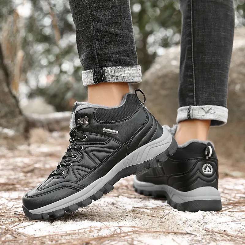 Brand Men Winter Snow Boots Waterproof Leather Sneakers Super Warm Men's Boots Outdoor Male Hiking Boots Work Shoes Size 38-47