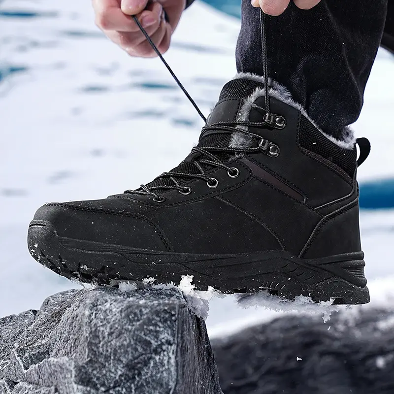 New Men Winter Snow Boots For Waterproof PU Leather Sneakers Super Warm Men's Boots Outdoor Male Hiking Boots Work Shoes Size 47