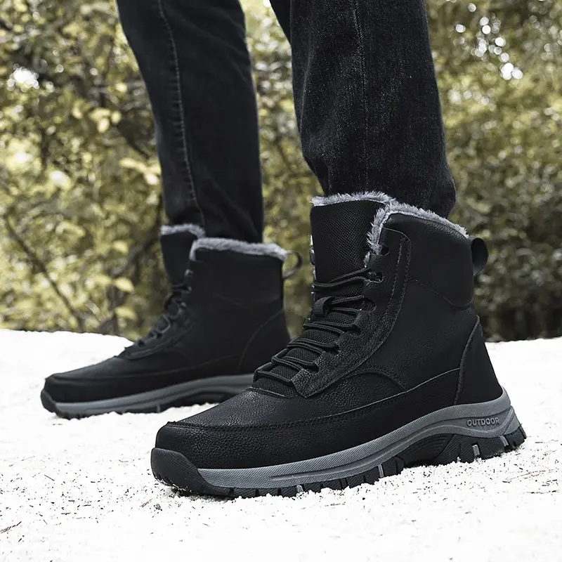 Winter Brand Big Size Men Ankle Boots Casual Men's Motorcycle Boots High-Top Outdoor Walking Warm Snow Boots Winter Men Shoes