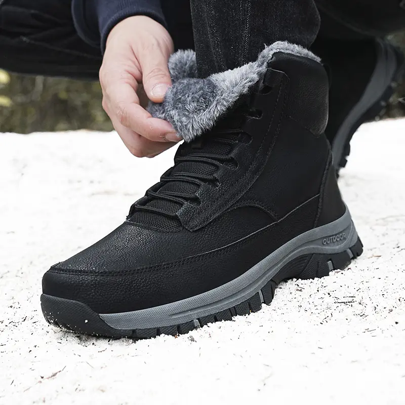 Winter Brand Big Size Men Ankle Boots Casual Men's Motorcycle Boots High-Top Outdoor Walking Warm Snow Boots Winter Men Shoes