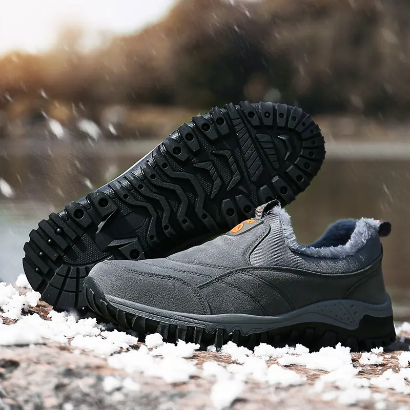 New Outdoor Winter Men's Snow Boots Warm Plush Walking Boots Men's Loafers Office Shoes Hiking Non-slip Rubber Men's Work Boots