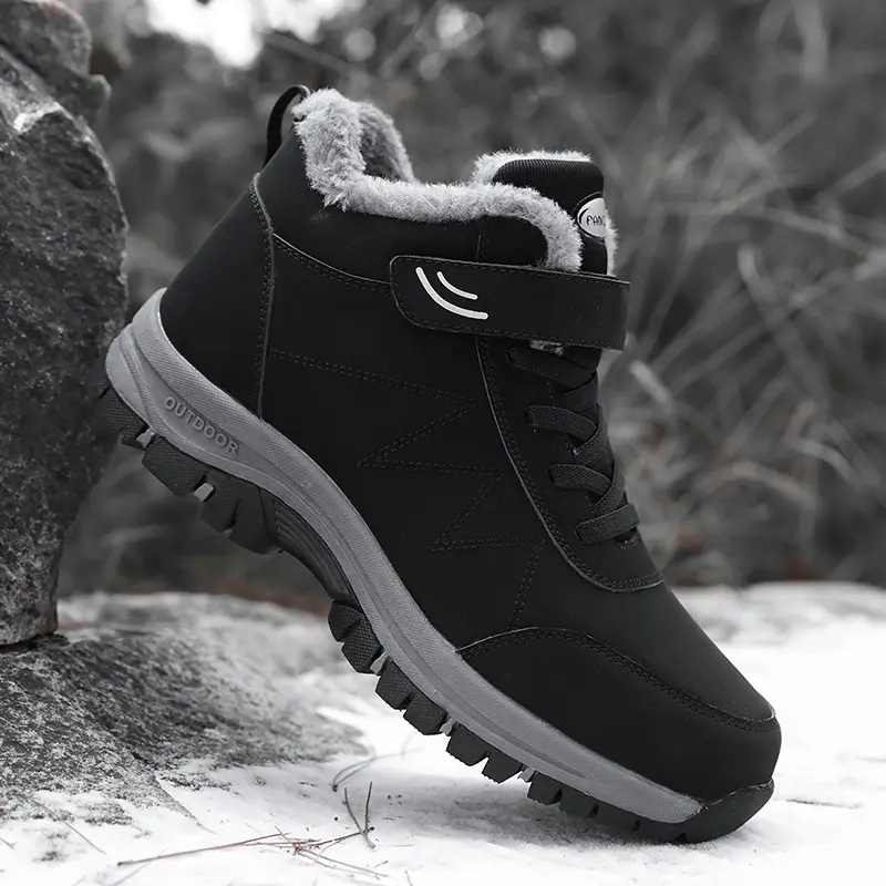 Winter Men's Ankle Boots Warm Plush Men Snow Boots Outdoor Waterproof Non-Slip Hiking Boots Fashion Work Casual Boots Sneakers