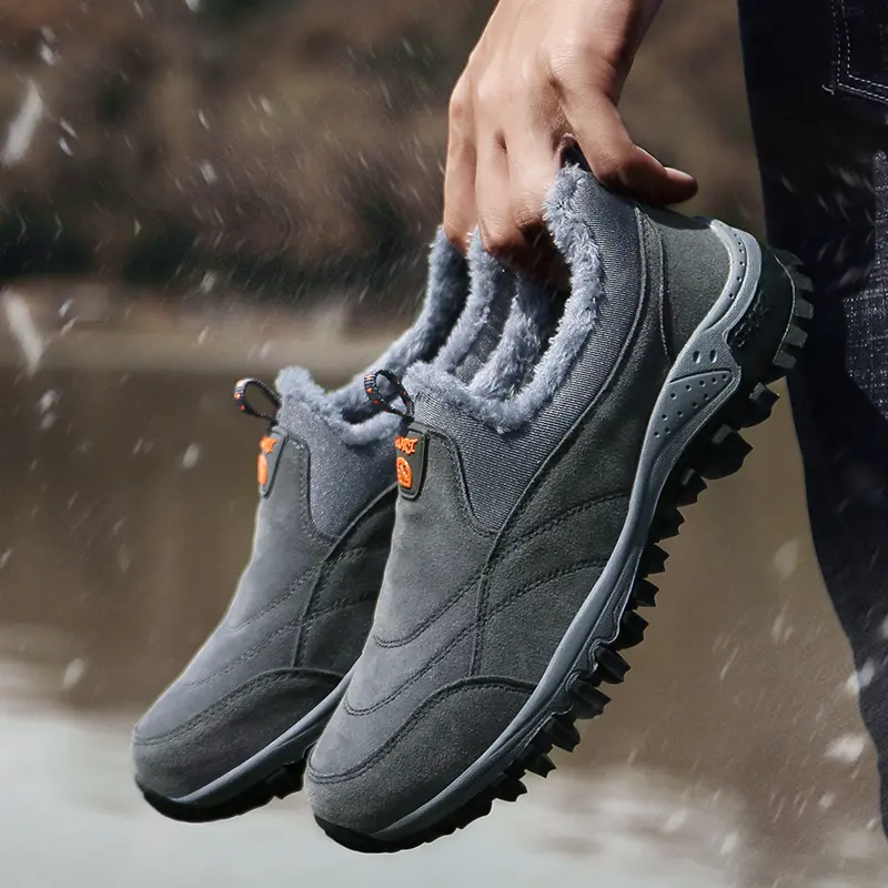 New Outdoor Winter Men's Snow Boots Warm Plush Walking Boots Men's Loafers Office Shoes Hiking Non-slip Rubber Men's Work Boots