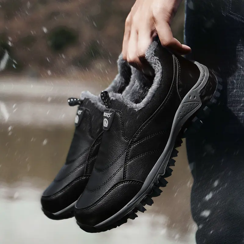 New Outdoor Winter Men's Snow Boots Warm Plush Walking Boots Men's Loafers Office Shoes Hiking Non-slip Rubber Men's Work Boots