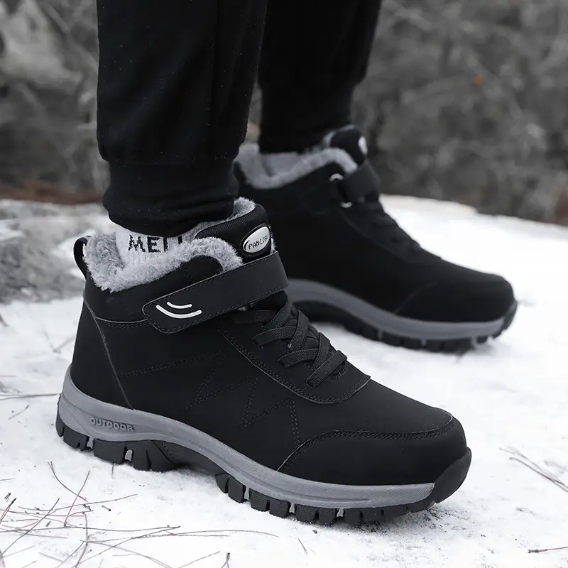 Winter Men's Ankle Boots Warm Plush Men Snow Boots Outdoor Waterproof Non-Slip Hiking Boots Fashion Work Casual Boots Sneakers