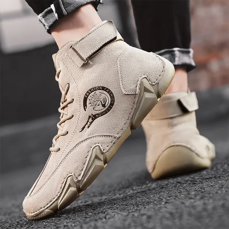 Big Size Men's Boots Breathable Men's Genuine Leather Boots Soft Sole Comfortable Men's Ankle Boots Outdoor Men's Casual Shoes