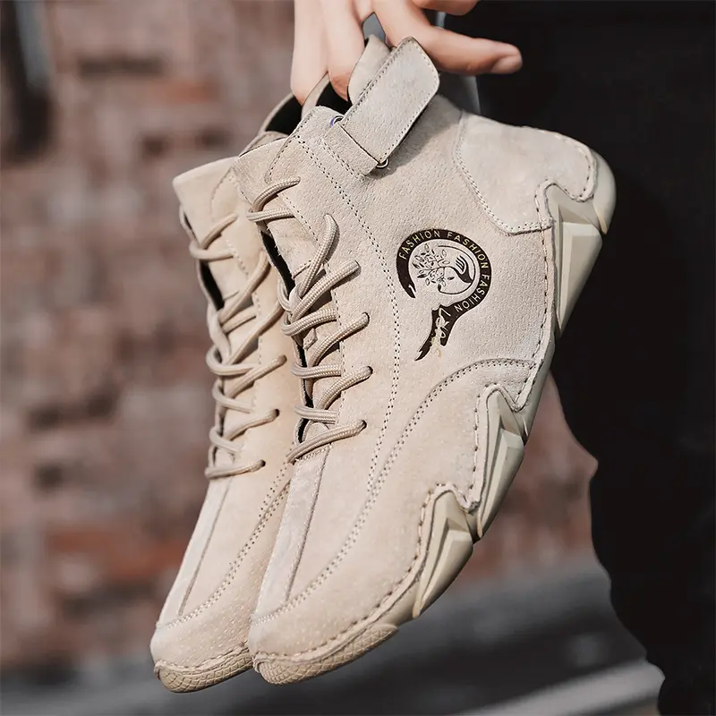 Big Size Men's Boots Breathable Men's Genuine Leather Boots Soft Sole Comfortable Men's Ankle Boots Outdoor Men's Casual Shoes