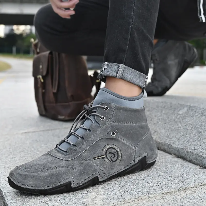 Big Size Winter Men's Boots Keep Warm Men's Genuine Leather Snow Boots Soft Sole Comfortable Men's Ankle Boots Outdoor Men Shoes