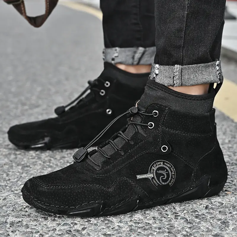 Big Size Winter Men's Boots Keep Warm Men's Genuine Leather Snow Boots Soft Sole Comfortable Men's Ankle Boots Outdoor Men Shoes