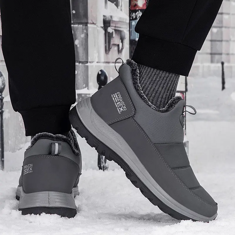 Outdoor Winter Men Boots Warm Fur Ankle Boots Winter Shoes Men Waterproof Snow Boots Couple Casual Sneakers Lightweight Boots