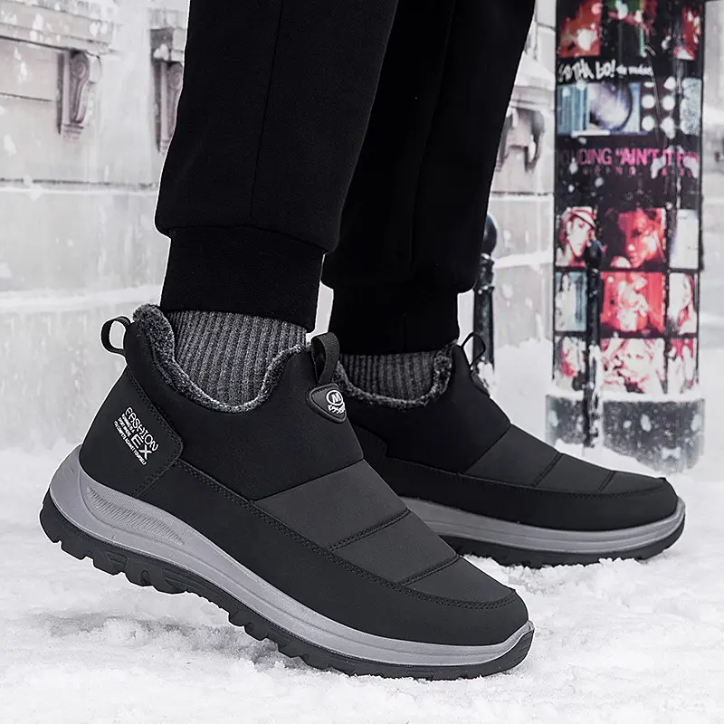 Outdoor Winter Men Boots Warm Fur Ankle Boots Winter Shoes Men Waterproof Snow Boots Couple Casual Sneakers Lightweight Boots
