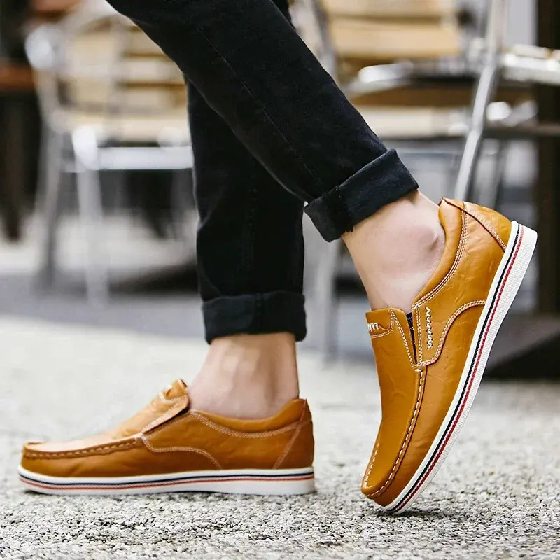 Handmade Men's Shoes Leather Casual Shoes Breathable Office Male Flats Moccasins Driving Loafers Slip on Business Shoe Zapatos
