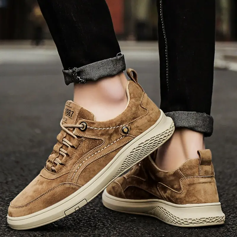 Men's Shoes Leather Casual Shoes Fashion Outdoor Loafers Low Top Business Shoes Lace Up Comfortable Male Sneakers Plus Size 47