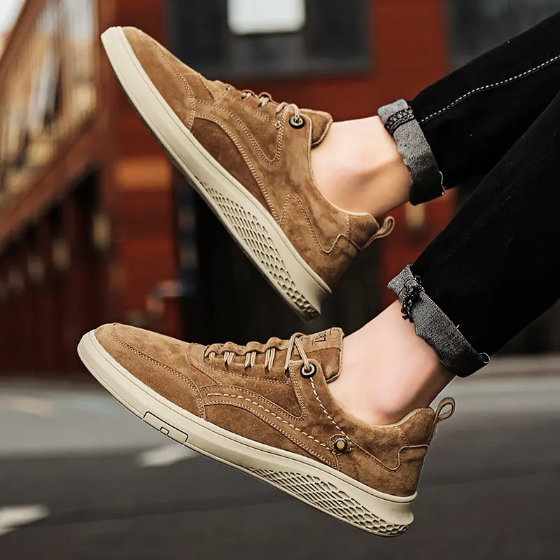 Men's Shoes Leather Casual Shoes Fashion Outdoor Loafers Low Top Business Shoes Lace Up Comfortable Male Sneakers Plus Size 47