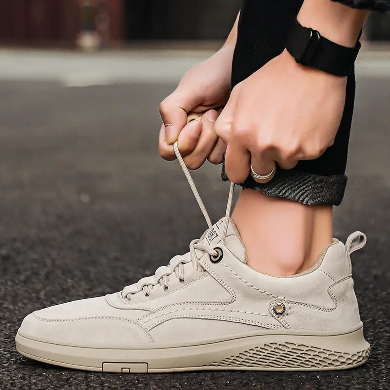 Men's Shoes Leather Casual Shoes Fashion Outdoor Loafers Low Top Business Shoes Lace Up Comfortable Male Sneakers Plus Size 47