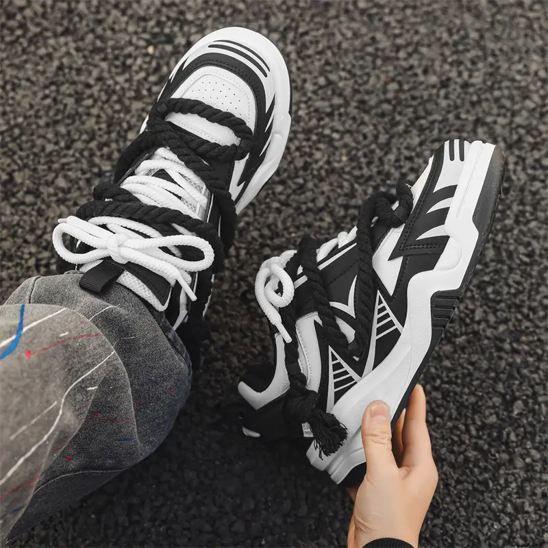 Fashion Designer Men's Shoes Breathable Sneakers Orange Platform Running Shoes Non Slip Tennis Shoe Outdoor Lace-up Casual Shoes
