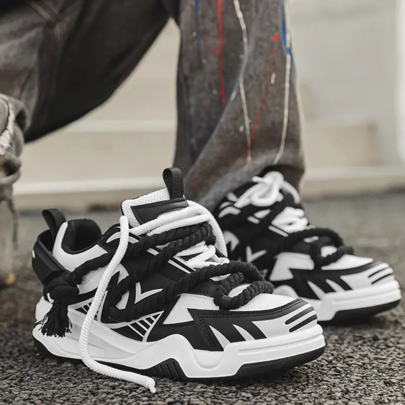 Fashion Designer Men's Shoes Breathable Sneakers Orange Platform Running Shoes Non Slip Tennis Shoe Outdoor Lace-up Casual Shoes