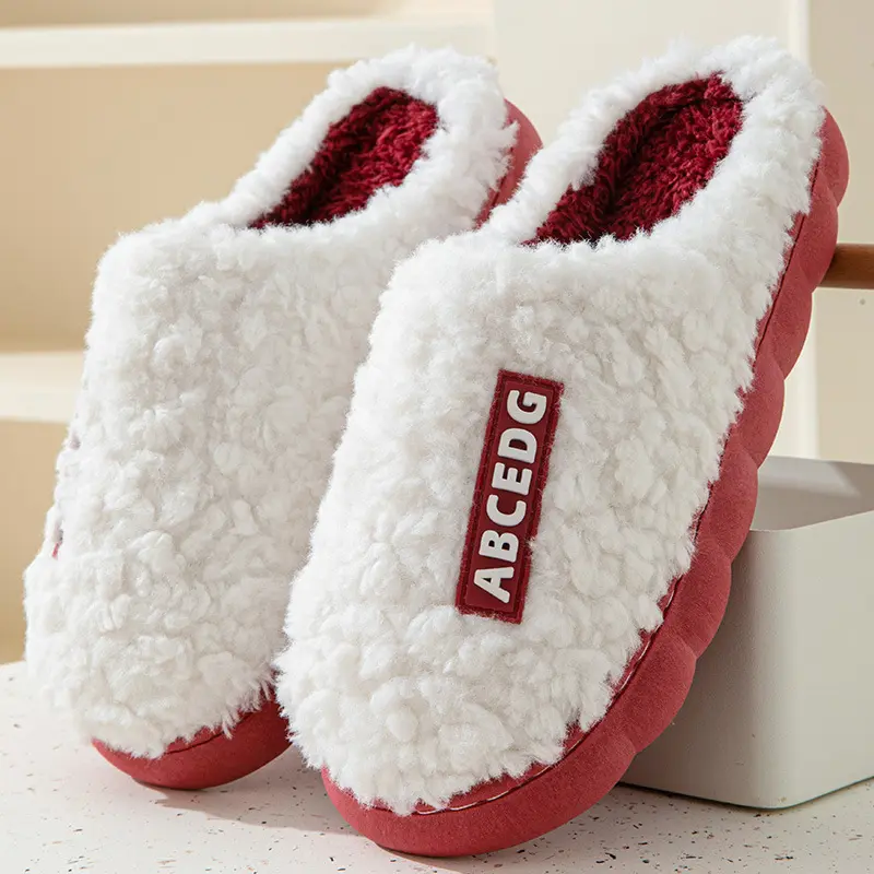Winter Mens Slippers Warm Home Slippers Couple Indoor Non-slip Slides New Soft Sole Fur Cotton Shoes Plush Casual Women Slippers