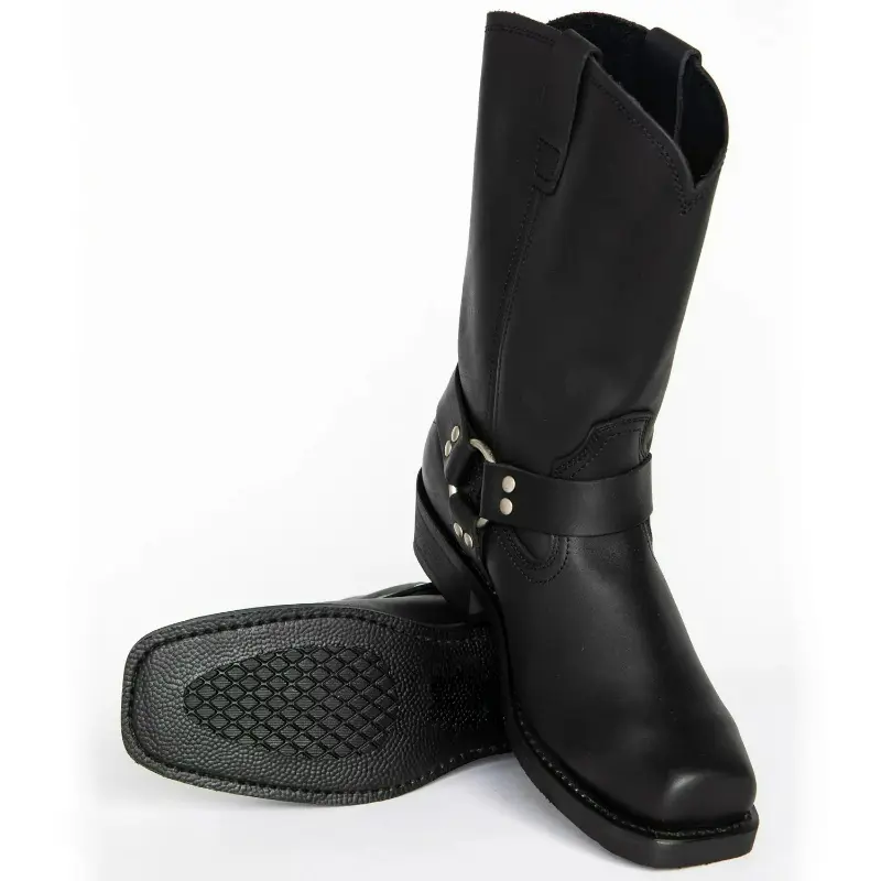 Luxury Retro Men's Cowboy Boots Mid Calf Western Boots New Buckle Strap Knight Boots Pu Leather Slip on Men Boot Plus Size 38-48
