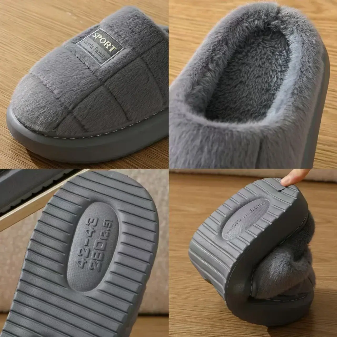 Fashion Mens Slippers EVA Cotton Slippers Home Warm Couples Shoes Soft Non Slip Flat Fur Slippers Winter Platform Women Slipper