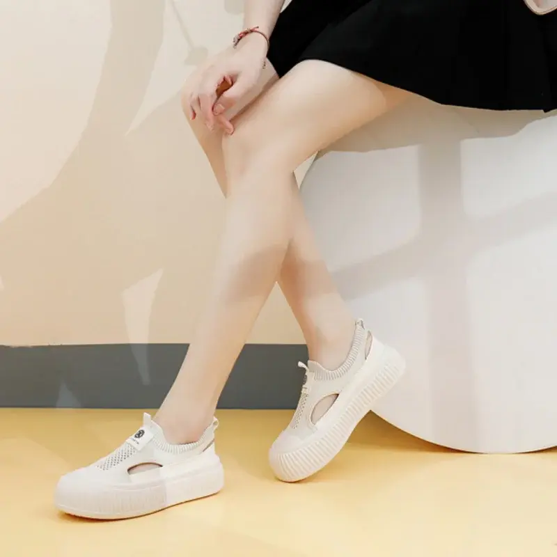 Summer Women's Vulcanized Shoes Hollow Mesh Casual Shoe Women Fashion Breathable Platform Sneakers Shoes New Zapatillas De Mujer
