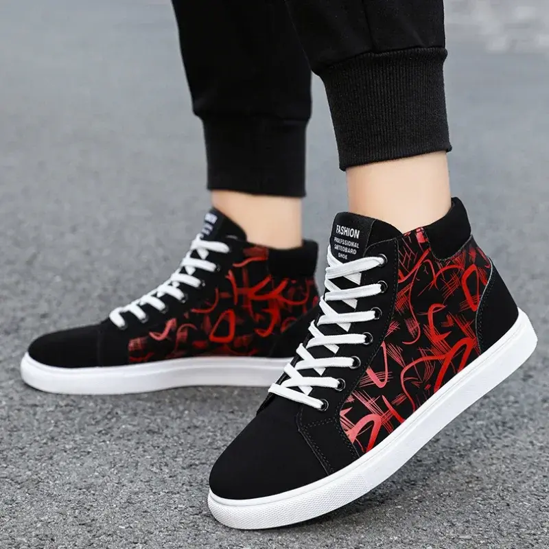 Men Sneakers High Top Canvas Shoes Men Fashion Platform Casual Shoes 2025 New Leisure Vulcanized Shoes Plus Size 48 Tenis Hombre