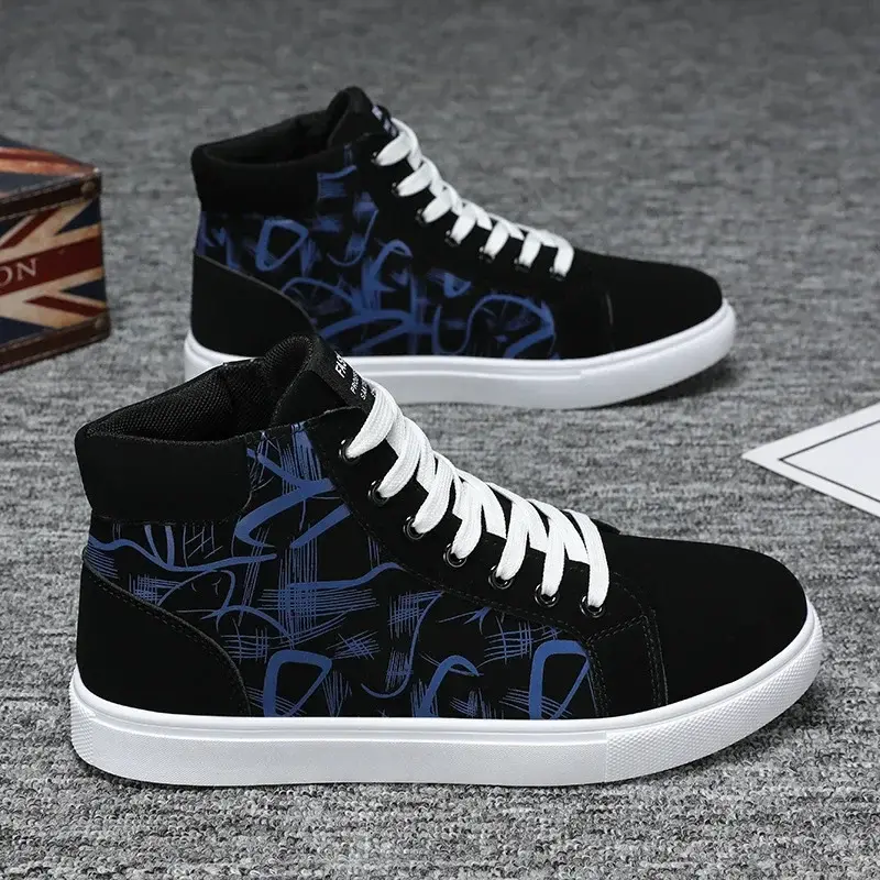 Men Sneakers High Top Canvas Shoes Men Fashion Platform Casual Shoes 2025 New Leisure Vulcanized Shoes Plus Size 48 Tenis Hombre