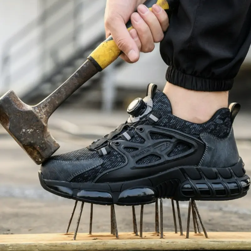 Rotating Button Safety Shoes Men Steel Toe Shoes Anti-smash Indestructible Protective Sneakers Puncture Proof Work Safety Boots