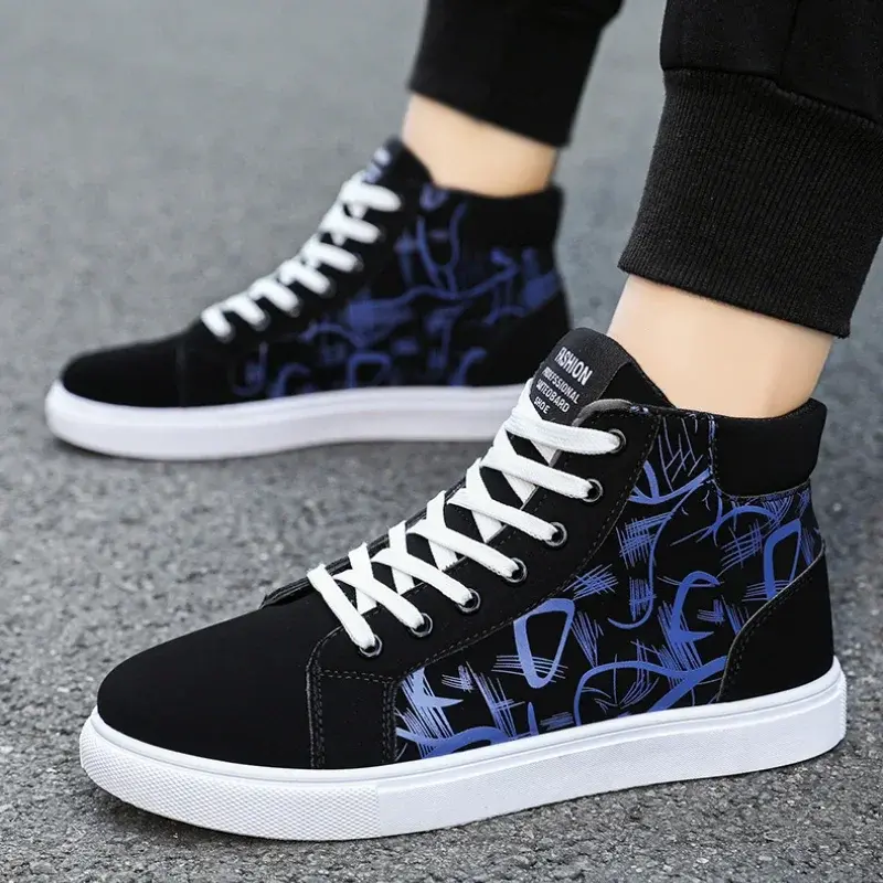 Men Sneakers High Top Canvas Shoes Men Fashion Platform Casual Shoes 2025 New Leisure Vulcanized Shoes Plus Size 48 Tenis Hombre