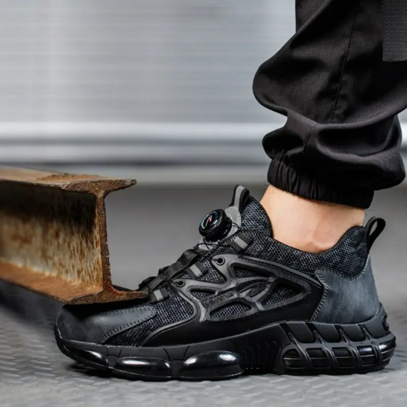 Rotating Button Safety Shoes Men Steel Toe Shoes Anti-smash Indestructible Protective Sneakers Puncture Proof Work Safety Boots