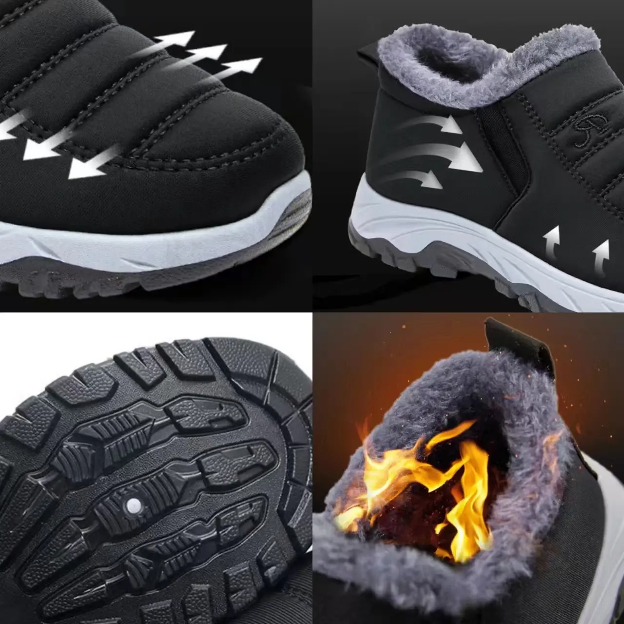 Winter Women's Boots Unisex Snow Boots Warm Waterproof Ankle Boots Women Plush Shoes Slip on Casual Shoes New Men's Ankle Botas