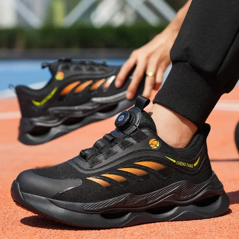 New Men's Safety Shoes Work Boots Rotary Buckle Safety Boots Anti-smash Steel Toe Shoes Sneakers Puncture-Proof Men Boots Botas