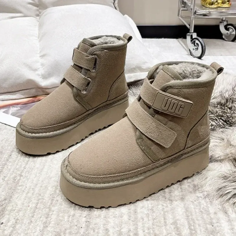 Winter Women Ankle Boots Outdoor Snow Boots New Plush Warm Shoes Platform Booties Classic Flat Casual Boots Non-slip Cotton Boot
