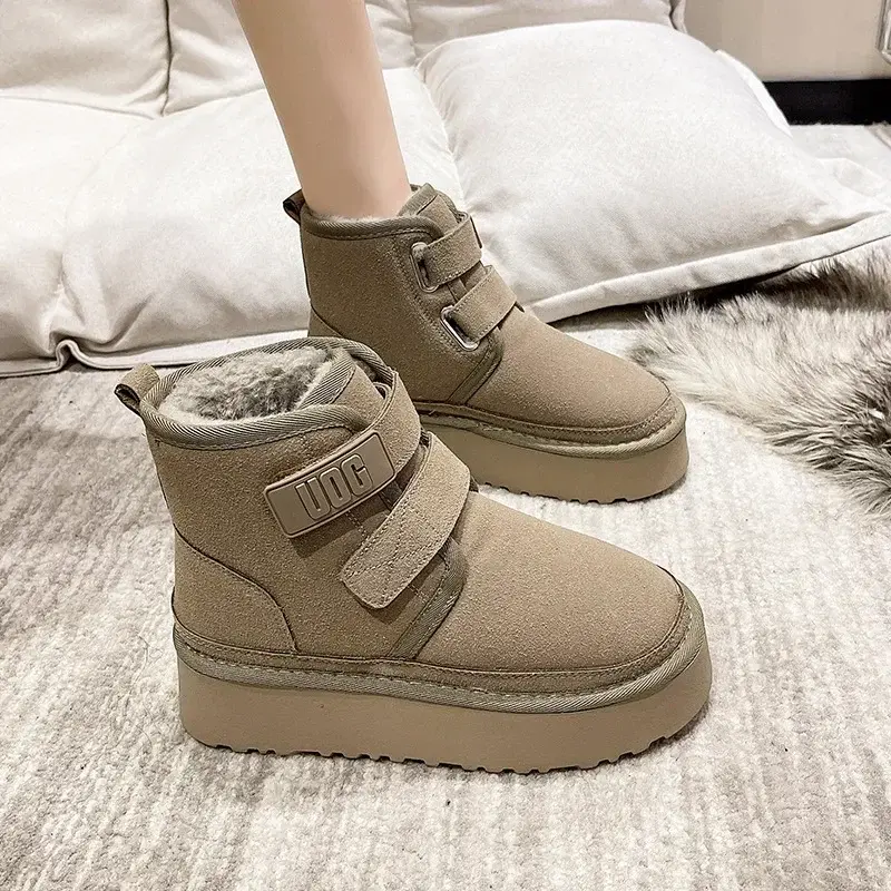 Winter Women Ankle Boots Outdoor Snow Boots New Plush Warm Shoes Platform Booties Classic Flat Casual Boots Non-slip Cotton Boot