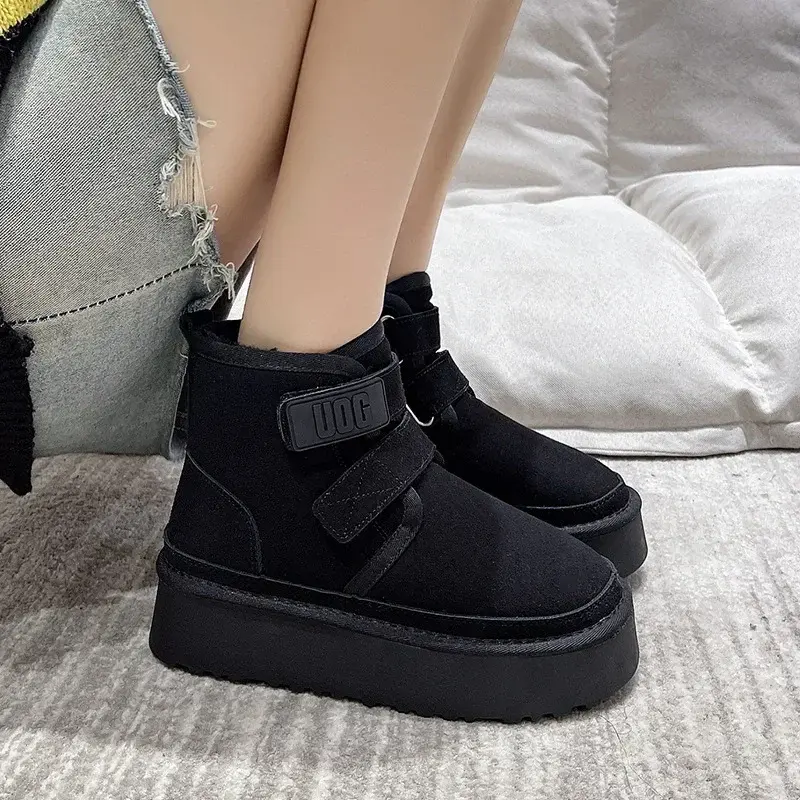 Winter Women Ankle Boots Outdoor Snow Boots New Plush Warm Shoes Platform Booties Classic Flat Casual Boots Non-slip Cotton Boot