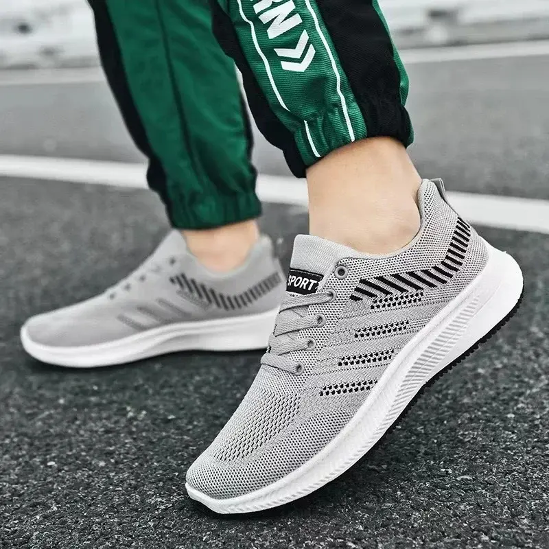 Men's Shoes Mesh Casual Shoes Fashion Lace-up Sneakers Outdoor Non Slip Walking Shoe Breathable Lightweight Running Shoes Tenis