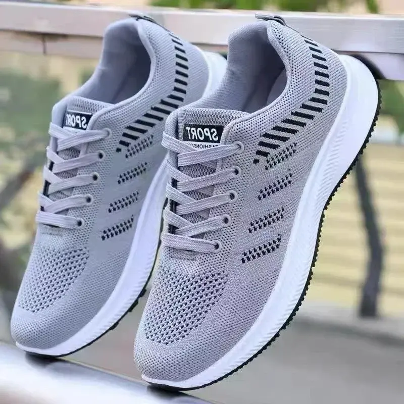 Men's Shoes Mesh Casual Shoes Fashion Lace-up Sneakers Outdoor Non Slip Walking Shoe Breathable Lightweight Running Shoes Tenis
