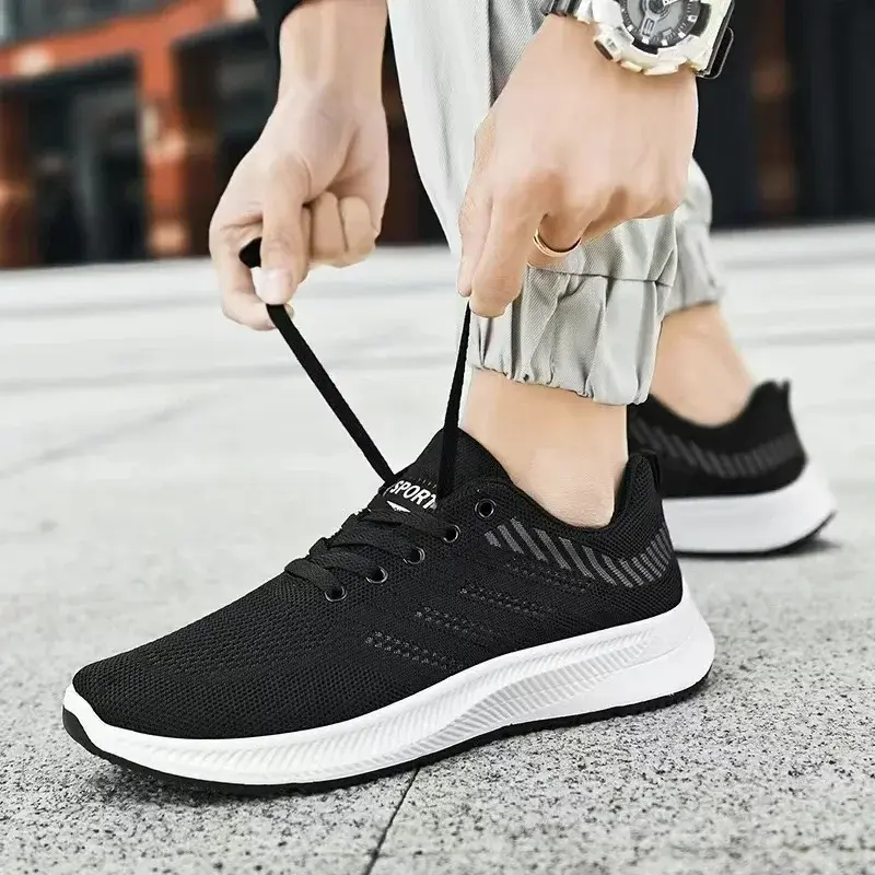 Men's Shoes Mesh Casual Shoes Fashion Lace-up Sneakers Outdoor Non Slip Walking Shoe Breathable Lightweight Running Shoes Tenis