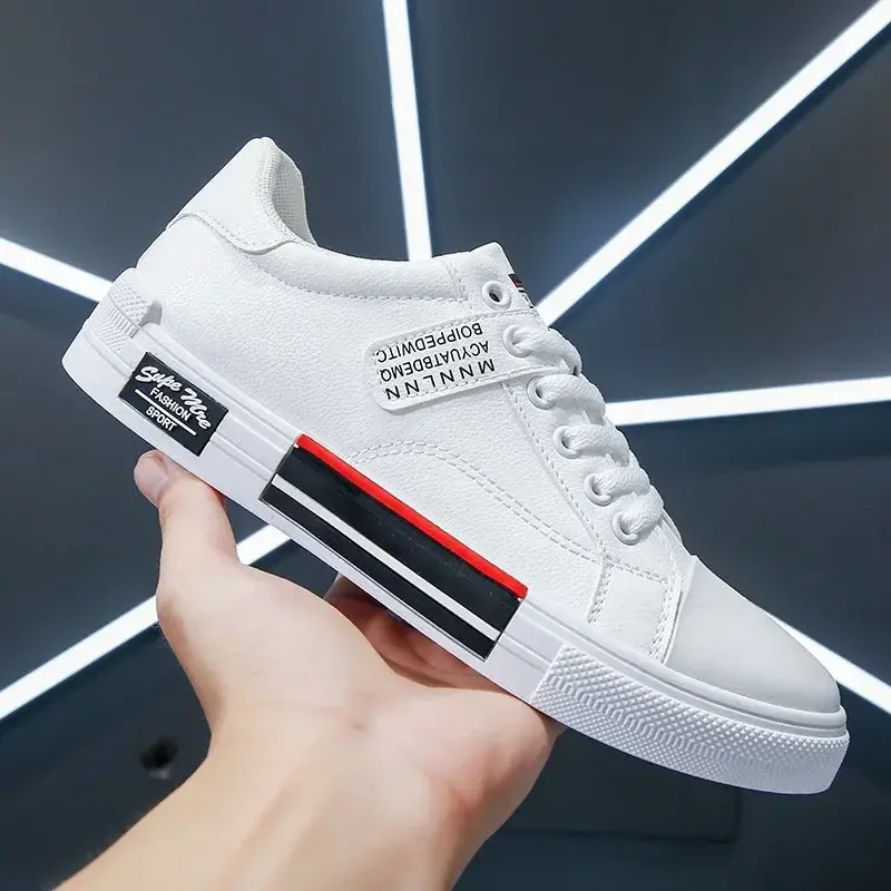 Fashion Leather Men Canvas Shoes High-Top Casual Shoes Autumn Men Non-Slip Sneakers Winter Flat Tennis Shoe Zapatillas De Hombre