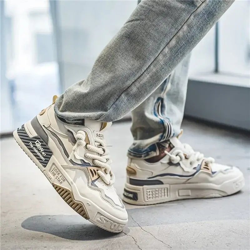 Fashion Men's Shoes Lace-up Sneakers Men Platform Mesh Casual Shoes Outdoor Comfortable Soft Soled Running Shoes Tênis Masculino