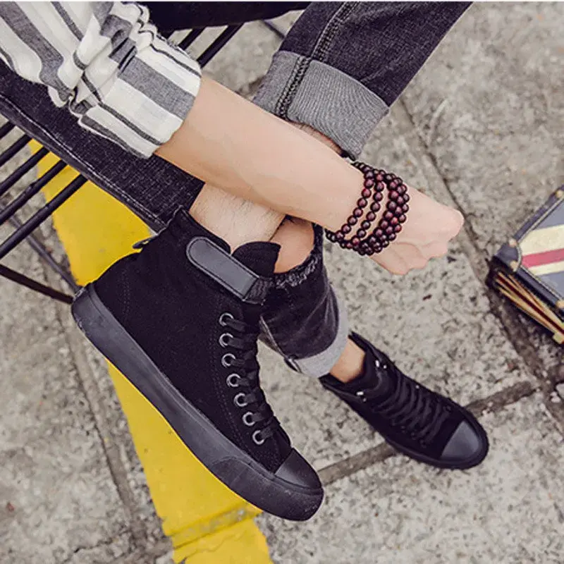 Men Shoes High Top Canvas Shoes Outdoor Breathable Walking Shoes Fashion Lightweight Sneakers Non-slip Flat Casual Shoe Tenis