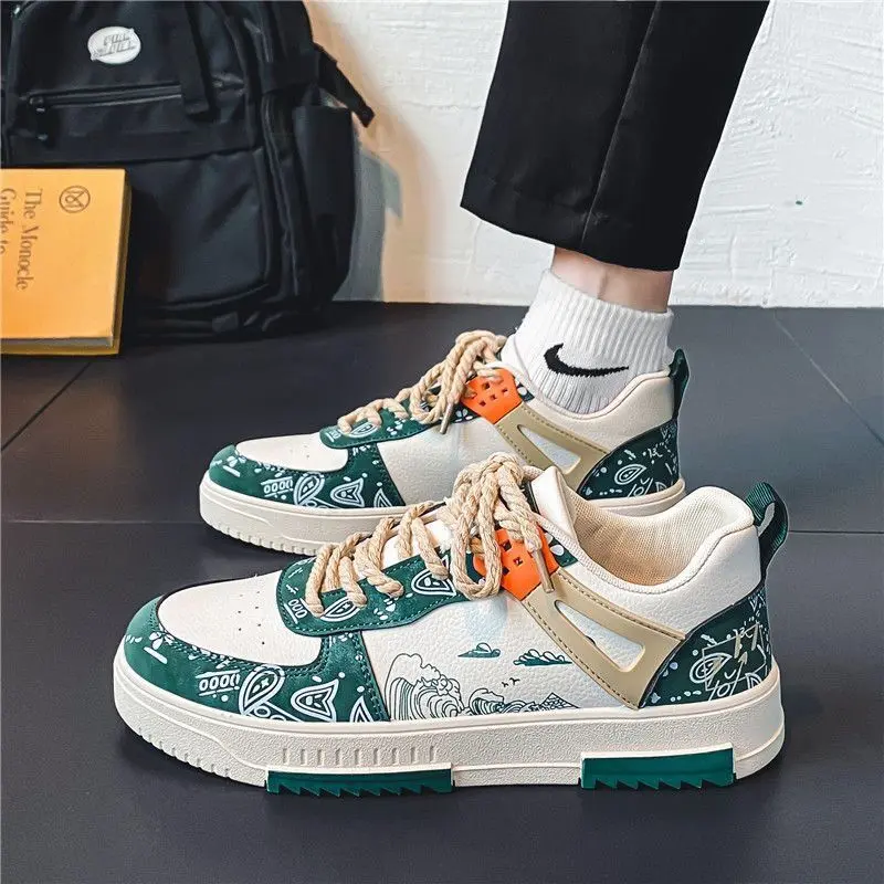 New Men's Shoes Lace-Up Sneakers Male Breathable Board Shoes Outdoor Non Slip Running Shoes Autumn Trend Casual Shoe Scarpe Uomo
